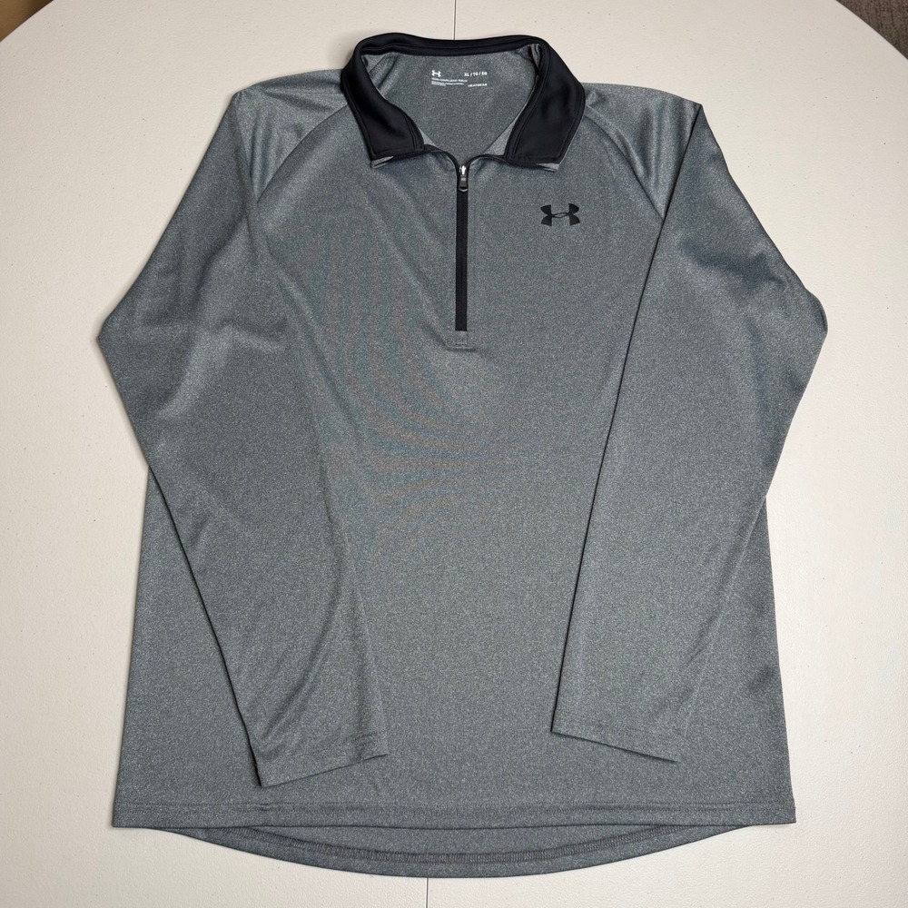 Under Armour Mens XL HeatGear 1/4 Zip Pullover Gray Long Sleeve